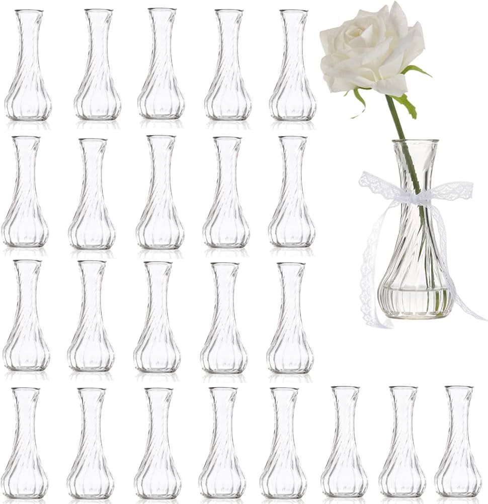 Set of 24 Glass Vase, Bud Vases in Bulk with Lace for Floral Arrangements, Events, Home Decor Wed... | Amazon (US)