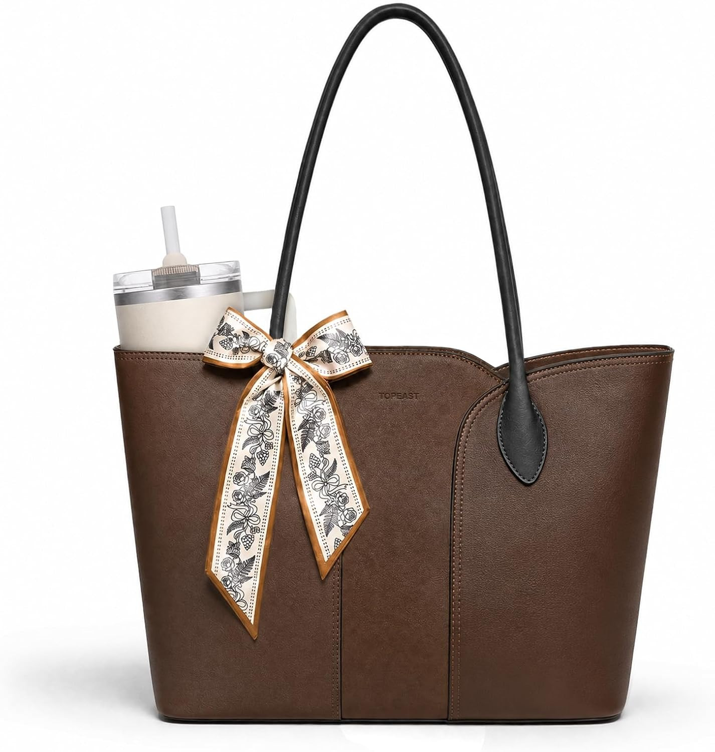 Work Tote Bag for Women, Laptop Tote Fits 15.6Inch Computer,Faux Leather Office Bag with Bottle Holder Shoulder Handbags | Amazon (US)