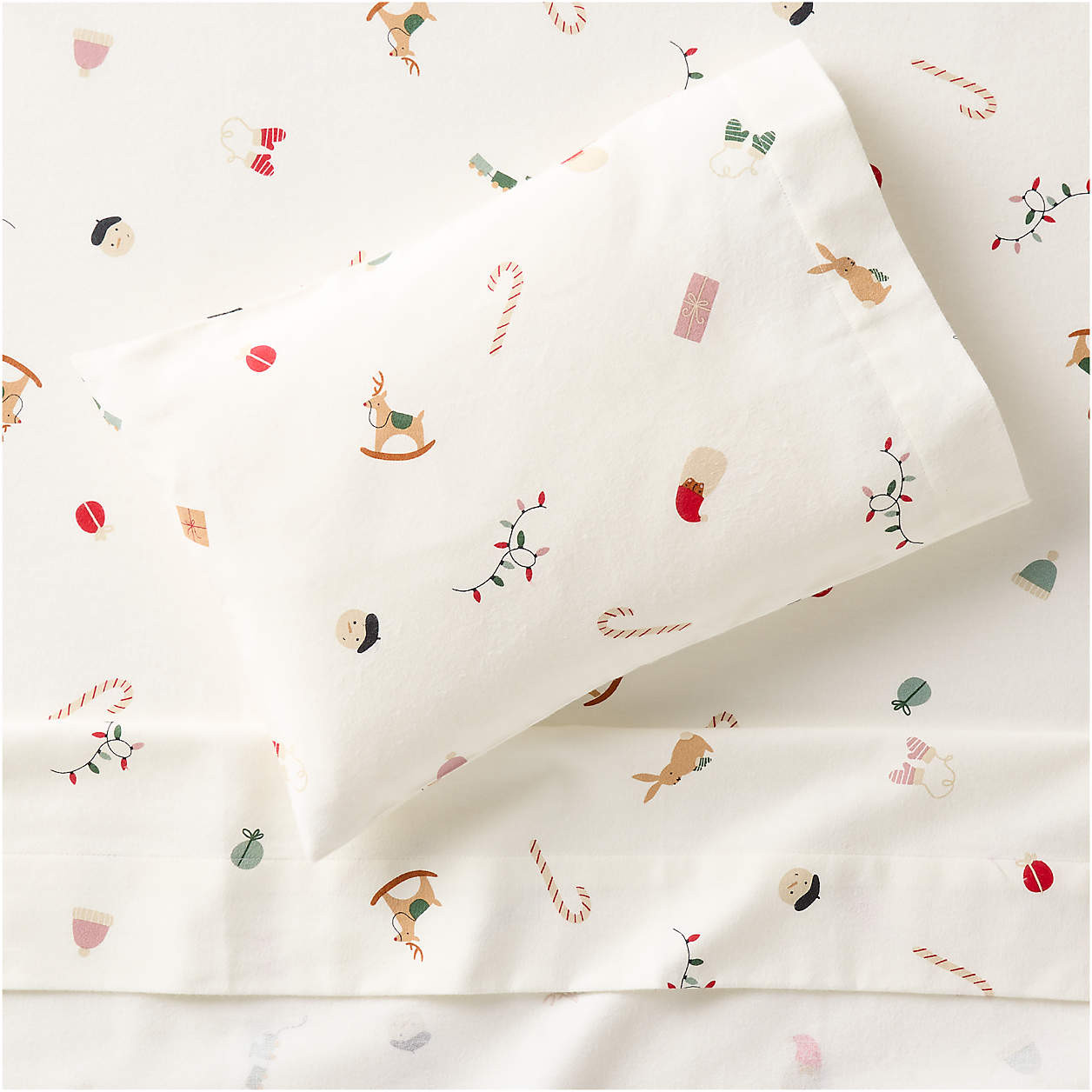 Supercozy Merry Moments Christmas 100% Organic Cotton Flannel Toddler Sheet Set + Reviews | Crate... | Crate & Barrel