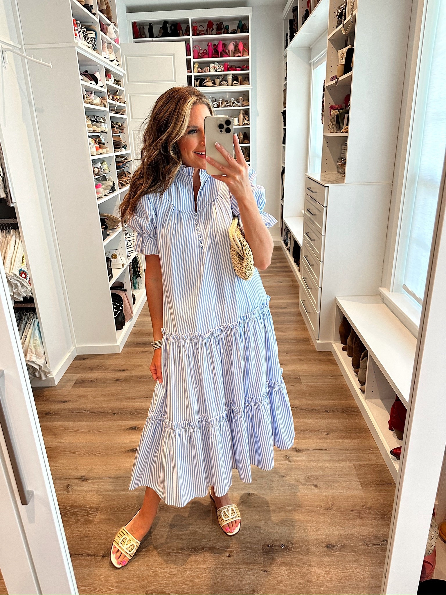 Some of my current favorite maxi dresses from Amazon! Maxis are always my go-to because they are easy to wear and perfect to throw-on-and-go. Simple, flattering, and ideal for everything from errands to dinners out—these are the dresses you'll keep reaching for.

In a small puff sleeve maxi shirt dress, sandals, clutch and accessories- fits tts.

Shop dandy, classic, staple, summer maxi dress, tuckernuck, hill house, travel, summer date night

#LTKStyleTip #LTKFindsUnder50 #LTKSeasonal