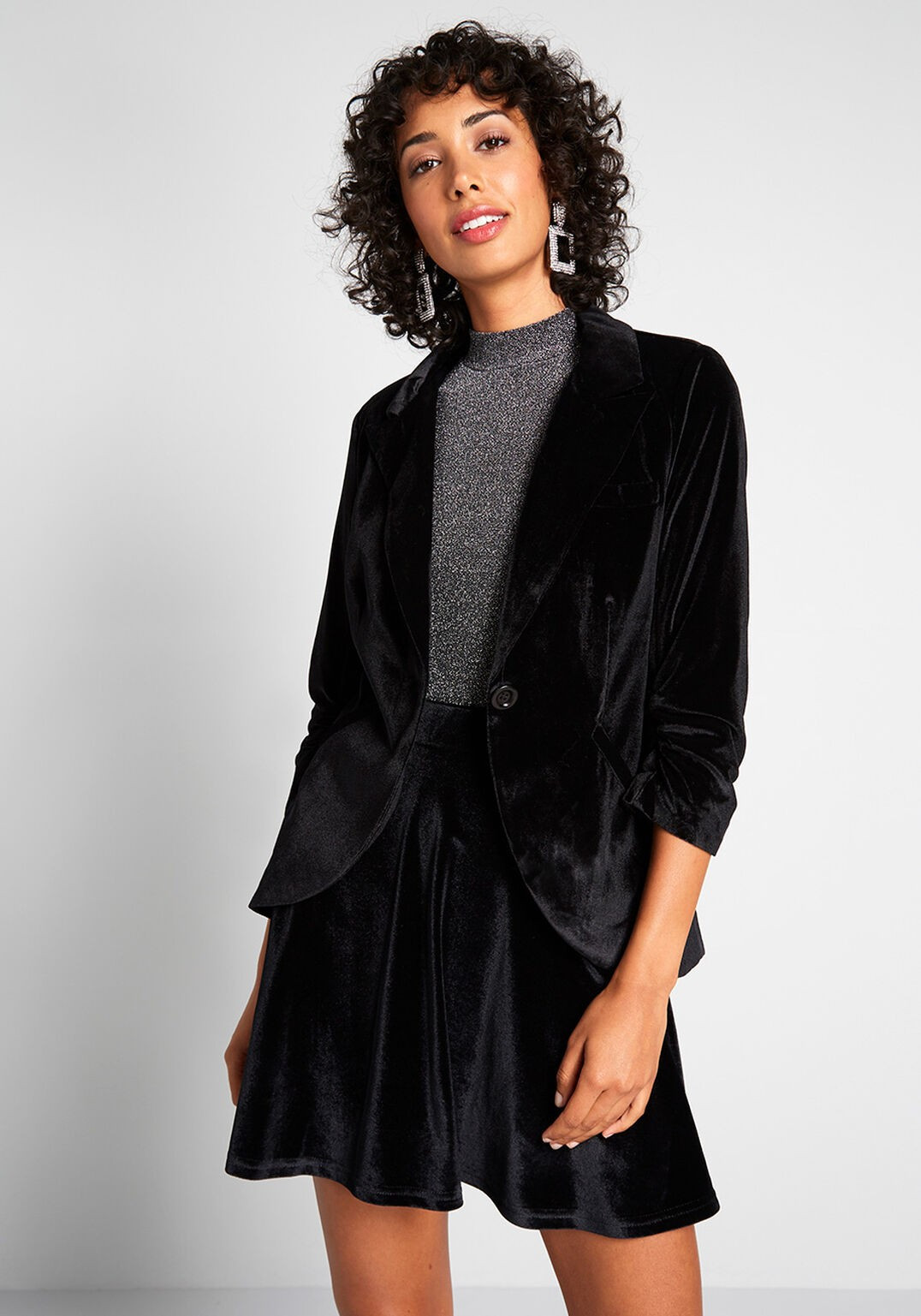 Fine and Sandy Velvet Blazer in Black | Modcloth
