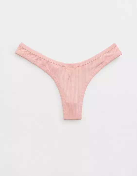 Aerie Modal Ribbed High Cut Thong Underwear | Aerie