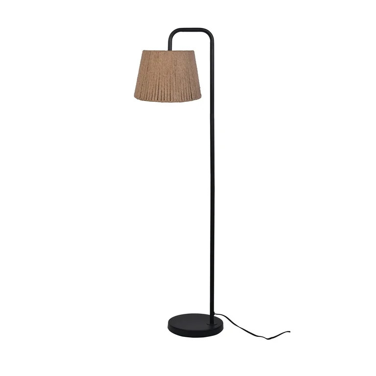 Mainstays Black Metal Floor Lamp with Rope Shade, Transitional Styling, Ideal for Office and Dorm... | Walmart (US)