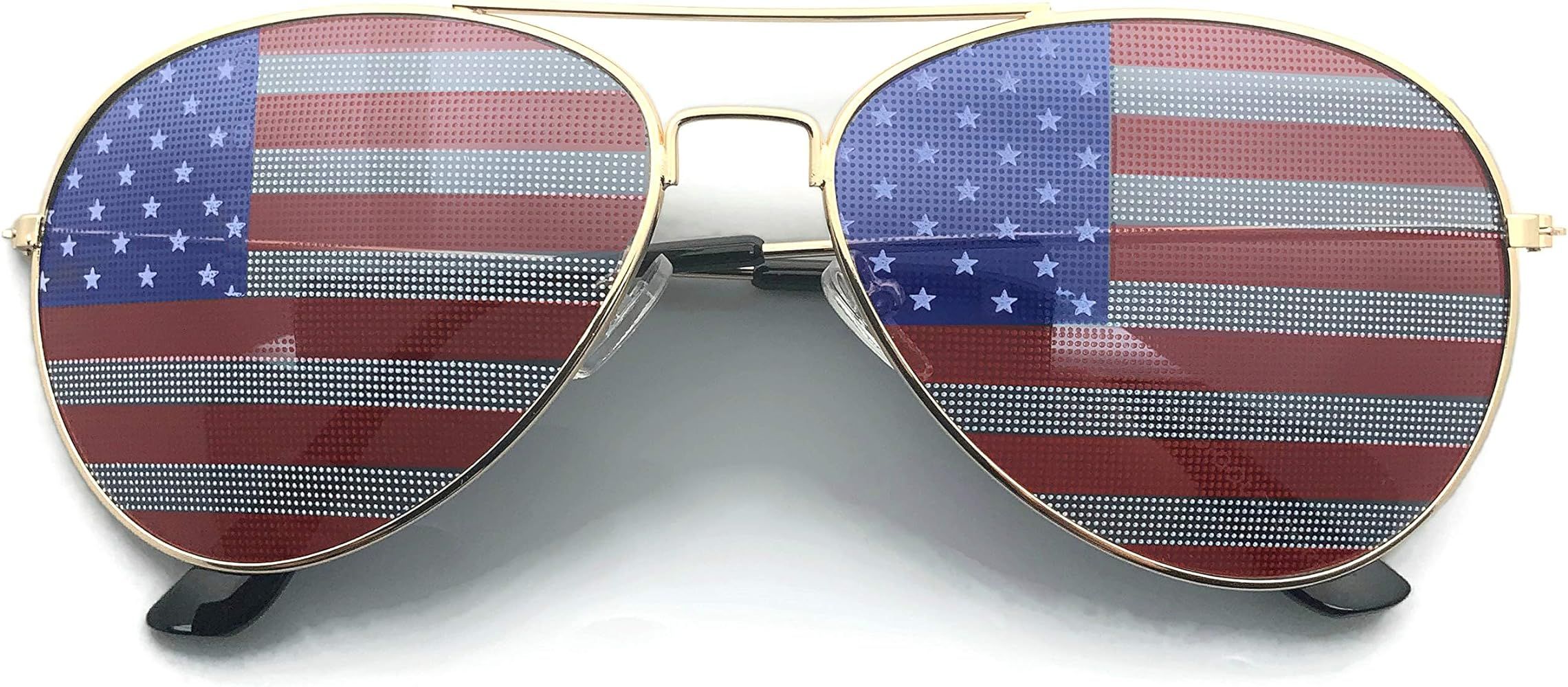 grinderPUNCH® American Flag Aviator Sunglasses Glasses | Amazon (US)
