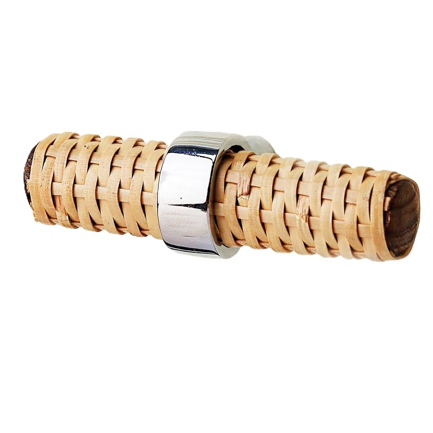 IndianShelf 6 Piece Adjustable Cabinet Knobs - Boho Style T Bar Rattan Drawer Pulls | Amazon (US)
