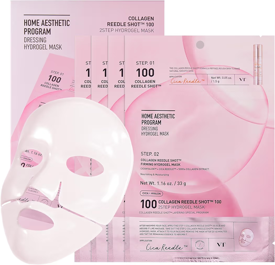 VT COSMETICS Collagen Reedle Shot 100 2-Step Hydrogel Mask(34.5gx4ea), Intensive Firming, Exosome... | Amazon (US)