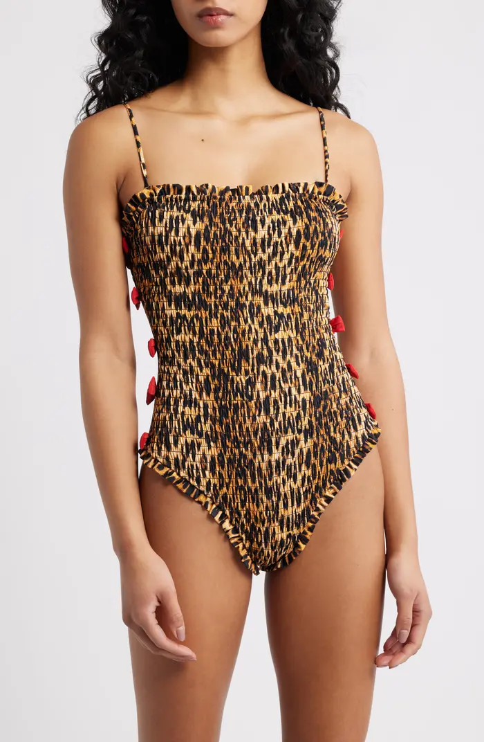 Betty Smocked Bow One-Piece Swimsuit | Nordstrom