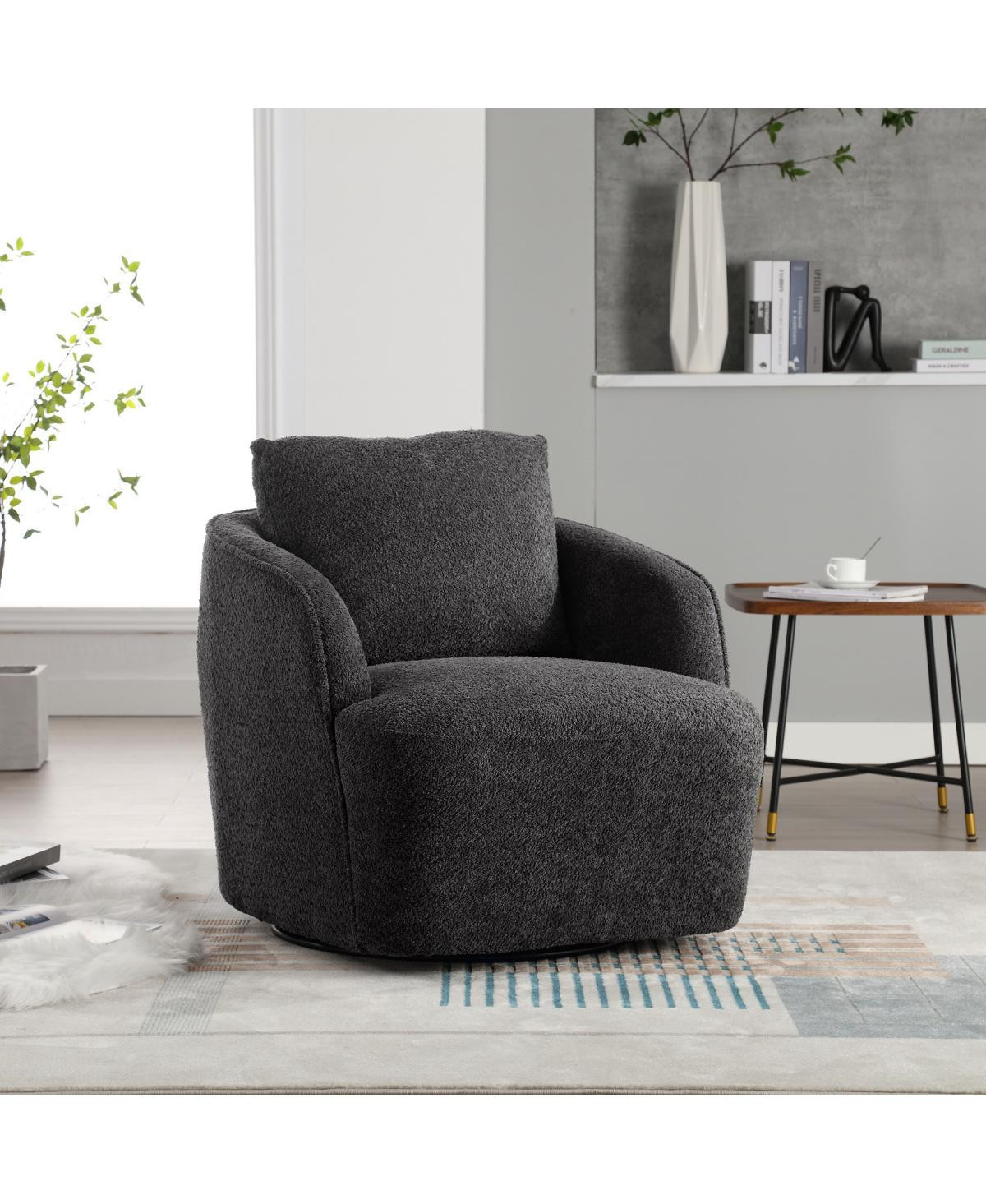 Streamdale Furniture Boucle Upholstered Swivel Accent Barrel Chair & Round Sofa Chair - Charcoal | Macy's