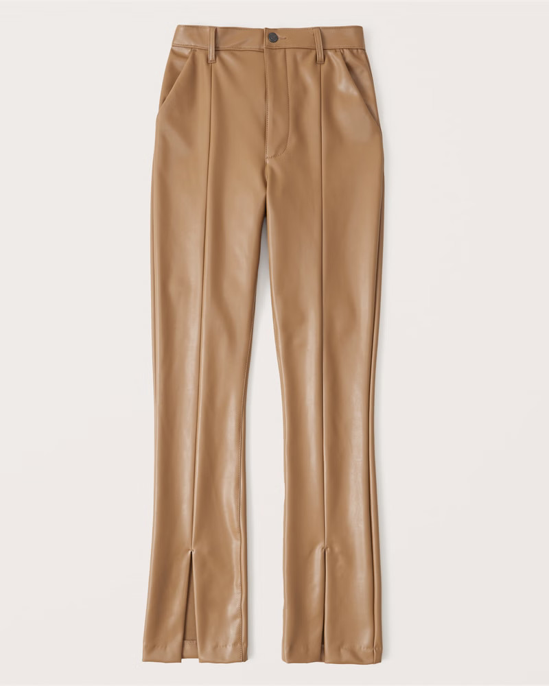 Vegan Leather Split-Hem Pants | Abercrombie & Fitch (US)