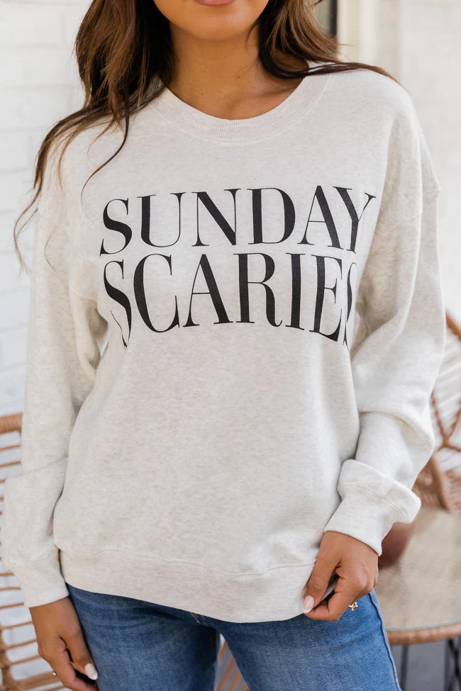 Sunday Scaries Heather Sand Graphic Sweatshirt | The Pink Lily Boutique