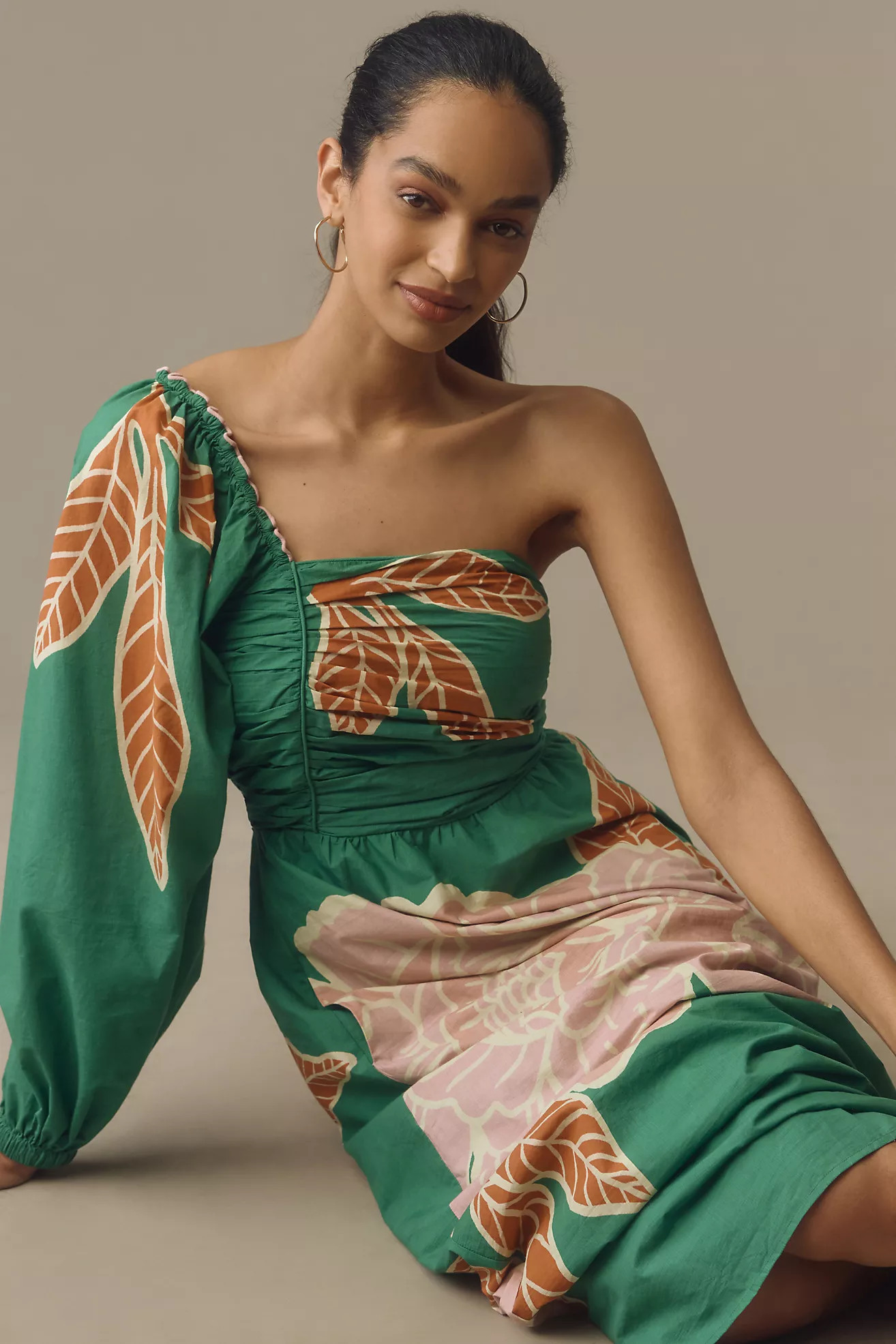 Farm Rio x Anthropologie One-Shoulder Printed Midi Dress | Anthropologie (US)