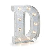 Darice SS-DAR-5915-705 Silver Metal Marquee Letter – D-9.87” Tall, Galvanized Finish | Amazon (US)