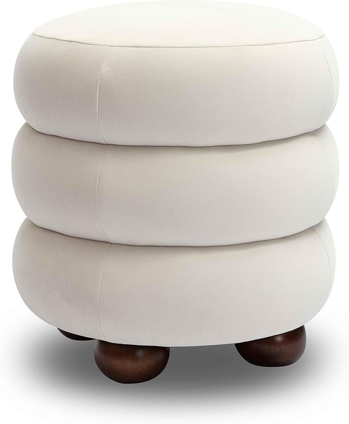 Tov Furniture Stefanie Velvet Ottoman (Cream) | Amazon (US)