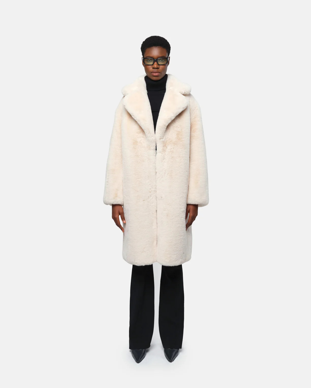 Steffi Faux Fur Coat in Cream | Apparis