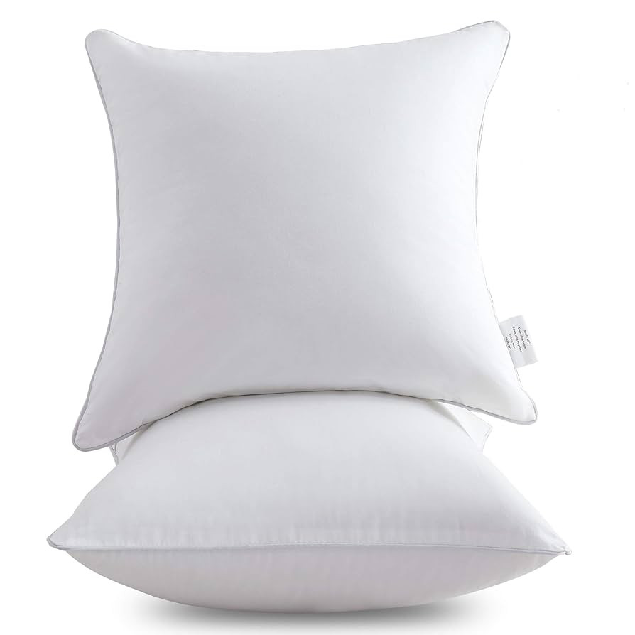 Leeden 18 x 18 Pillow Inserts (Set of 2) - Throw Pillow Inserts with 100% Cotton Cover - 18 Inch ... | Amazon (US)