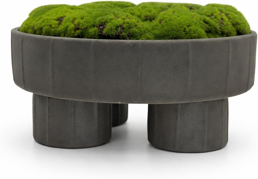 Quad Pedestal Moss Bowl | 11 Inch Matte Black | Artificial Moss Centerpiece | Modern Decorative B... | Amazon (US)