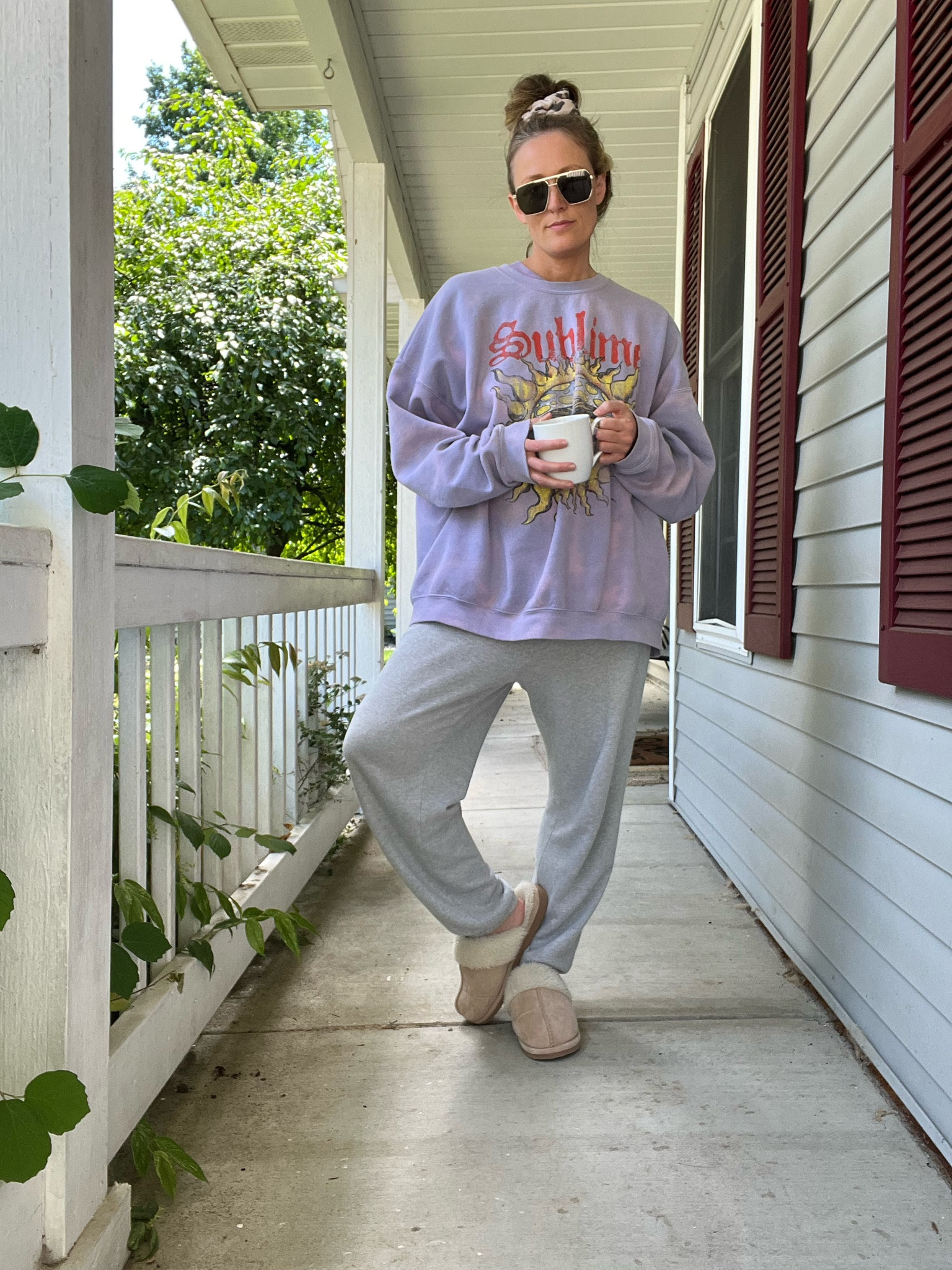 Everyday outfits. Easy outfits. Easy outfit ideas. Neutral basics. Spring outfit. Spring outfit idea. Summer outfit. Summer outfit idea. Casual outfits. Basic mom outfit. Casual outfit idea. Casual outfit. Everyday outfit. Mom outfit. Oversized crew neck sweatshirt. Band sweatshirt. Graphic sweatshirt. Boyfriend sweatpants. Jogger sweatpants. Slippers. Sunglasses.

#LTKFindsUnder50 #LTKFindsUnder100 #LTKSeasonal