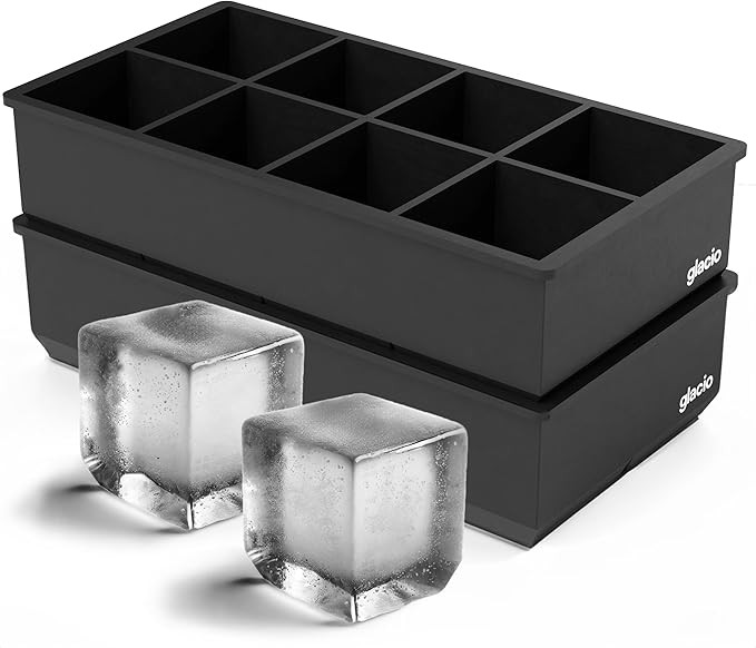 glacio Ice Cube Trays Silicone - Large Ice Tray Molds for making 8 Giant Ice Cubes for Whiskey - ... | Amazon (US)