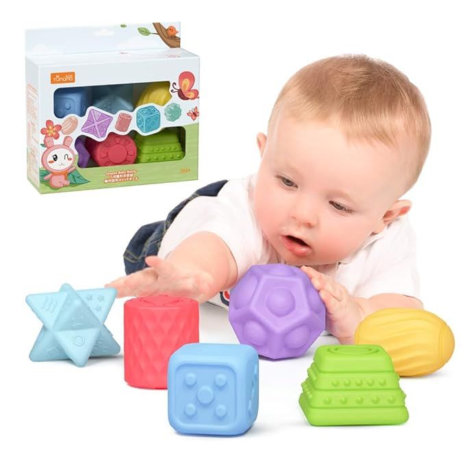 TUMAMA 6 Packs Easter Egg Sensory Balls for Baby Massage Stress Relief, Textured Multi Ball Gift ... | Amazon (US)