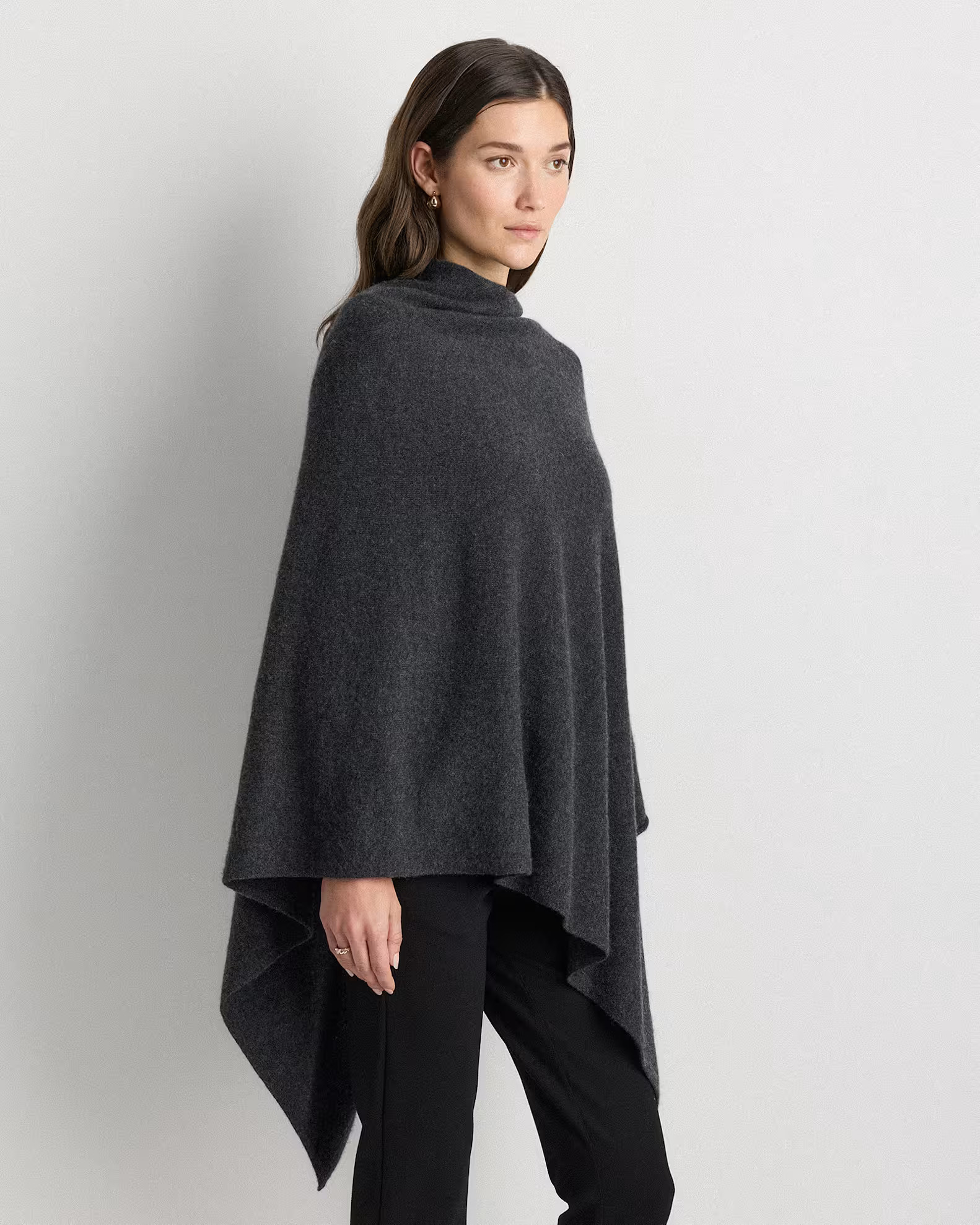 Mongolian Cashmere Poncho  in Charcoal Heather | Quince