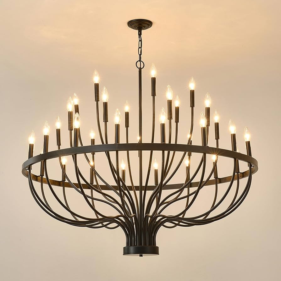 VBKK Black Chandelier Light Fixture 33 Light Farmhouse Chandelier for Dining Room, Modern Industr... | Amazon (US)