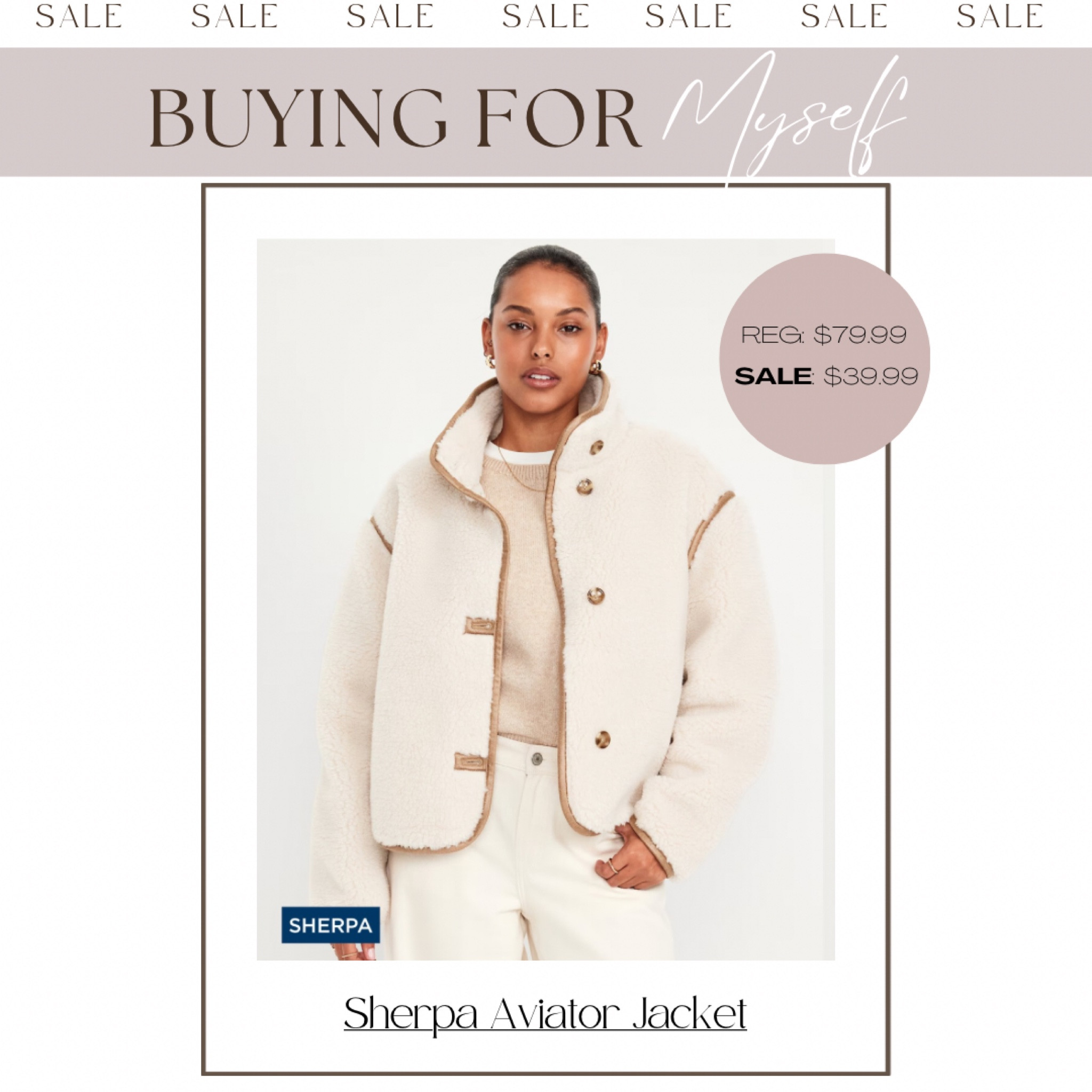 Sherpa aviator jacket 50% off from old navy 

#LTKSaleAlert #LTKCyberWeek #LTKFindsUnder50