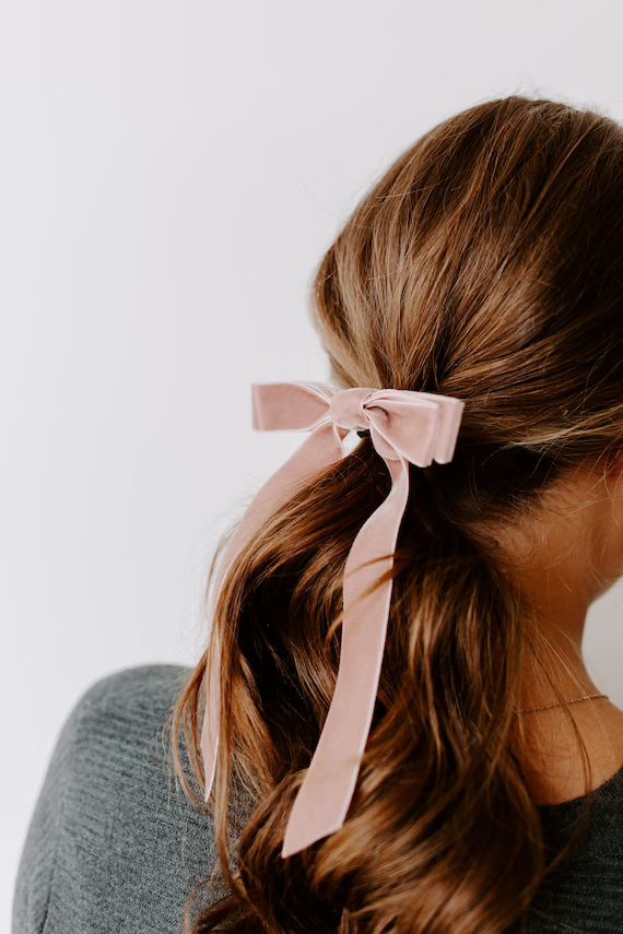Velvet Long Bow Series  Hair Tie Barrette or Clip  Several - Etsy | Etsy (US)