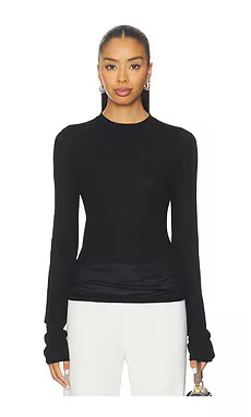 EAVES Amiya Long Sleeve Knit Top in Black from Revolve.com | Revolve Clothing (Global)