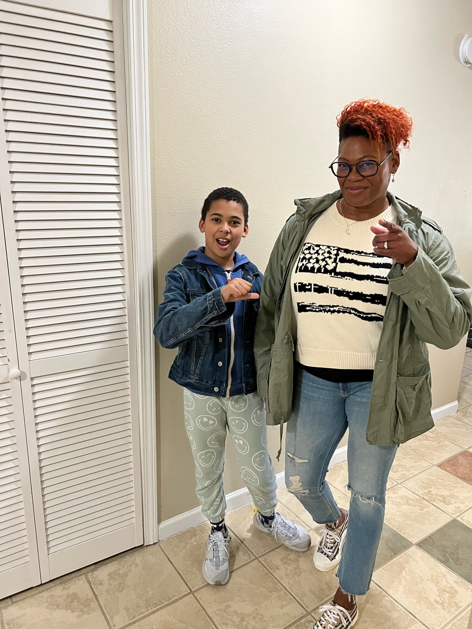 Family Ties!

My son is wearing zarakids sweatpants and top, shoes by Nike and Ralph Lauren Kids American Flag Jean jacket.

Women’s bedazzled Army jacket, American sweater, Mother denim, black tank, and Burberry sneakers.

#LTKFind #LTKkids #LTKfamily