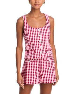 Cinq a Sept Mini Gingham Denim Lovina Top | Bloomingdale's (US)