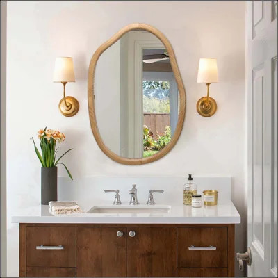 Wavy Asymmetrical Wall Mirror, Irregular Curvy Wood Framed Decorative Accent Mirror for Living Room, Bathroom, Bedroom & Entryway | Wayfair North America