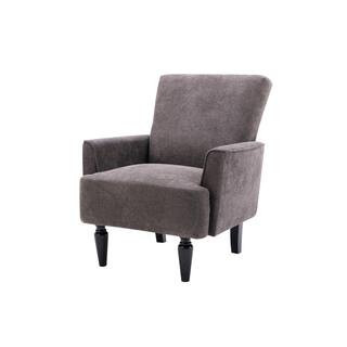 URTR Modern Gray Armchair with Wooden Legs, Comfy Upholstered Accent Chair for Living Room Bedroom | The Home Depot