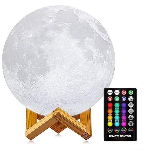 LOGROTATE Moon Lamp, 3D Printing LED 16 Colors Moon Light, Decorative Lights Night Light with Rem... | Amazon (US)