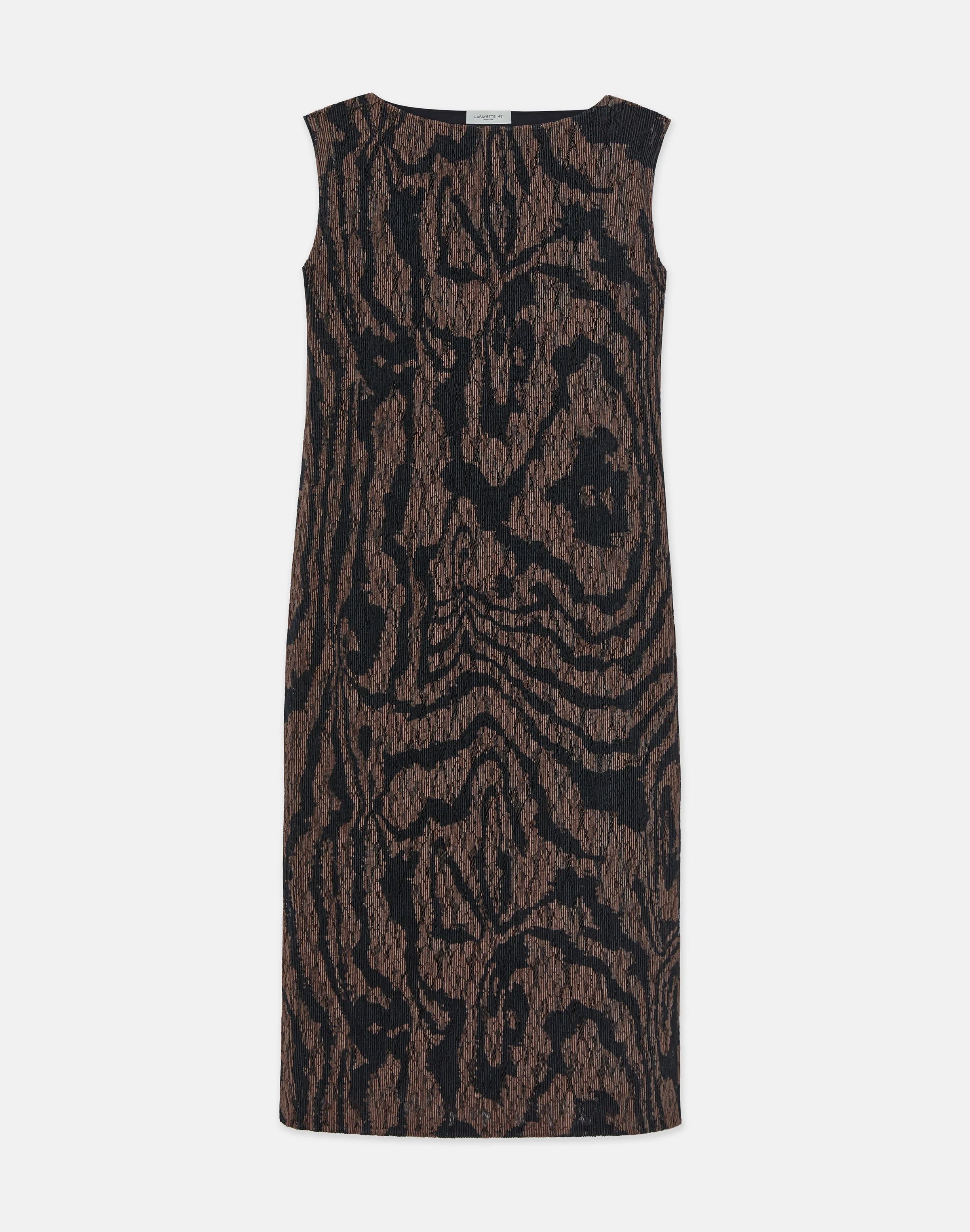 Wood Grooves Print Lace Plissé Dress | Lafayette 148 NY