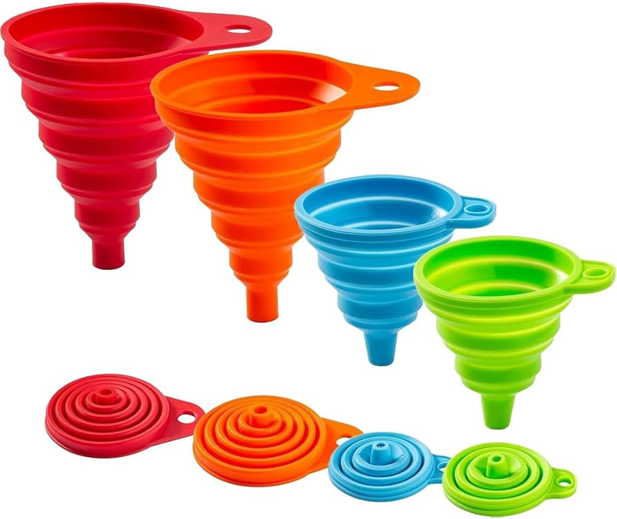 Amazon.com: Kitchen Funnel Set 4 Pack, Small and Large, Kitchen Gadgets Accessories Foldable Sili... | Amazon (US)