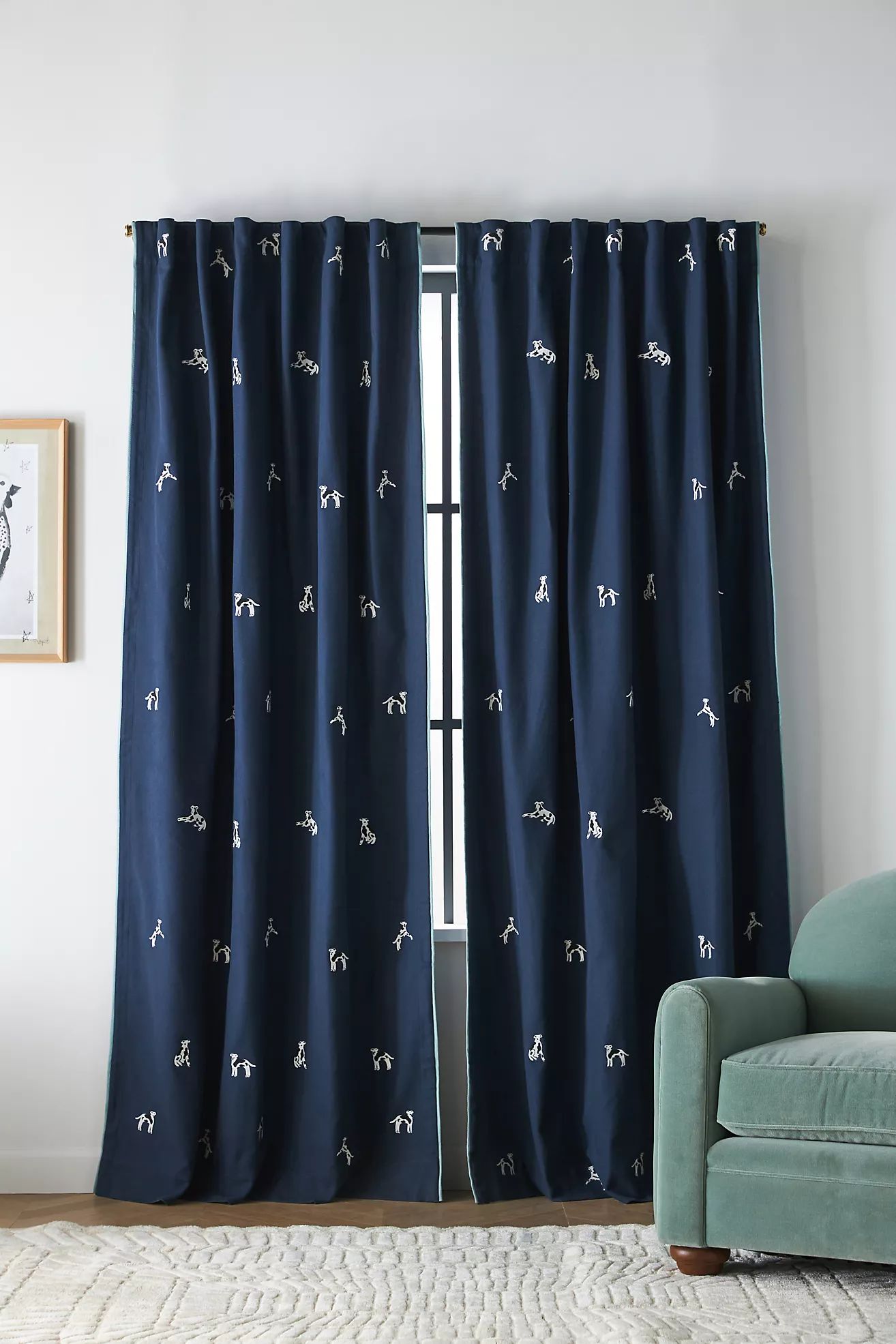 Monroe Dog Embroidered Curtain | Anthropologie (US)