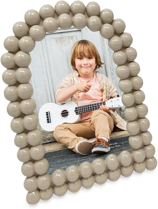 Isaac Jacobs 4x6 Glossy Taupe Double Bauble Arch Photo Frame with Black Fabric Easel, Tabletop, W... | Amazon (US)