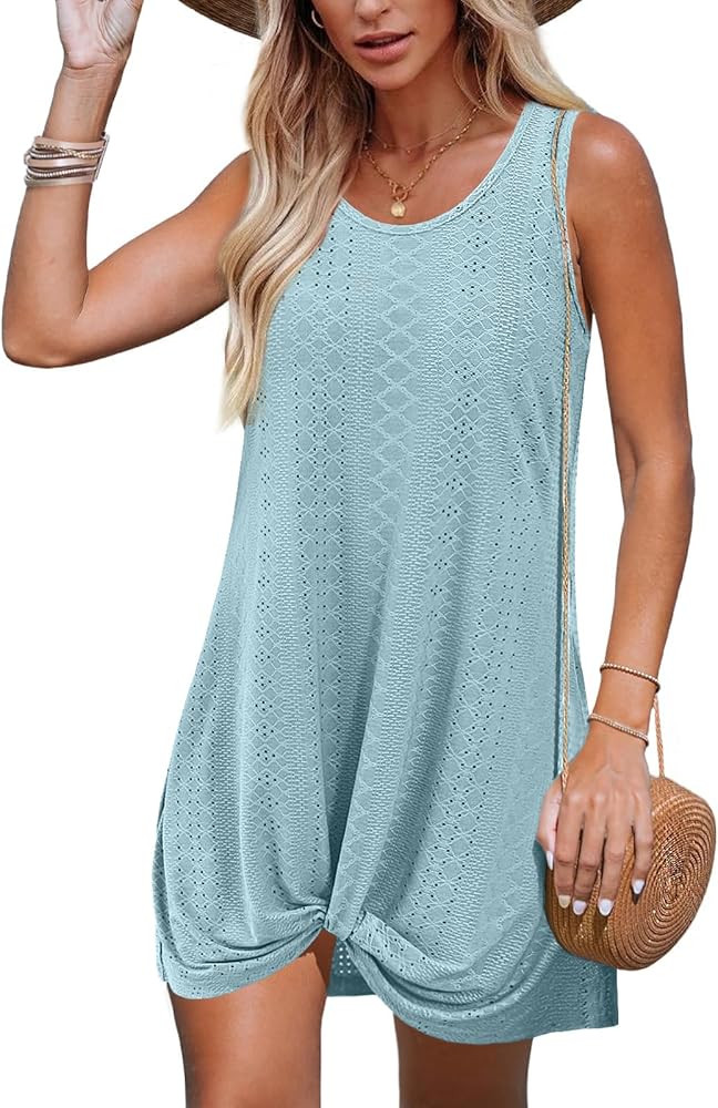 Swimsuit Coverup for Women 2025 Bathing Suit Beach Vacation Clothes for Women Twisted Mini Dress | Amazon (US)