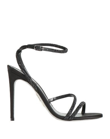 Rene' Caovilla Woman Sandals Black Size 8 Leather, Textile fibers | YOOX (US)
