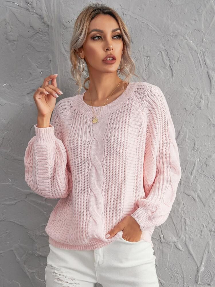 Raglan Sleeve Solid Sweater | SHEIN