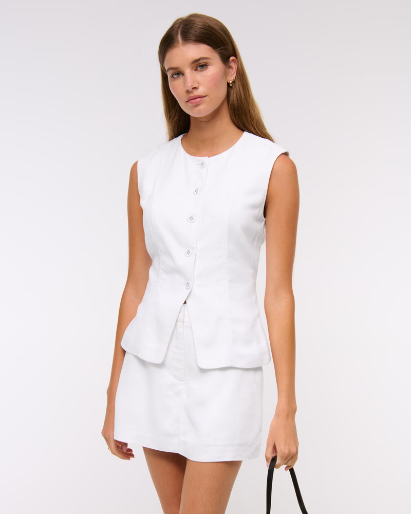 Linen-Blend High-Neck Vest | Abercrombie & Fitch (UK)