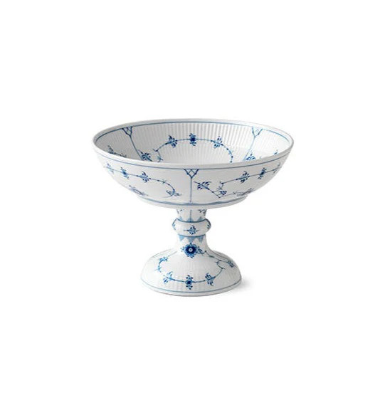 Blue Fluted Plain Footed Bowl 8.25" | Over The Moon
