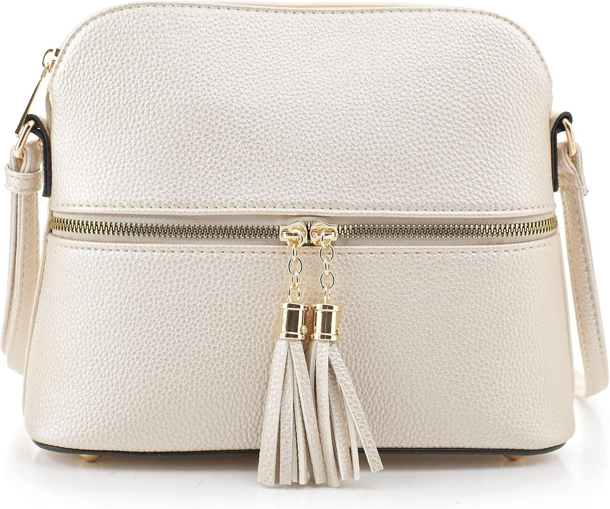 SG SUGU Lunar Lightweight Medium Dome Crossbody Bag Shoulder Bag with Tassel | Zipper Pocket | Ad... | Amazon (US)