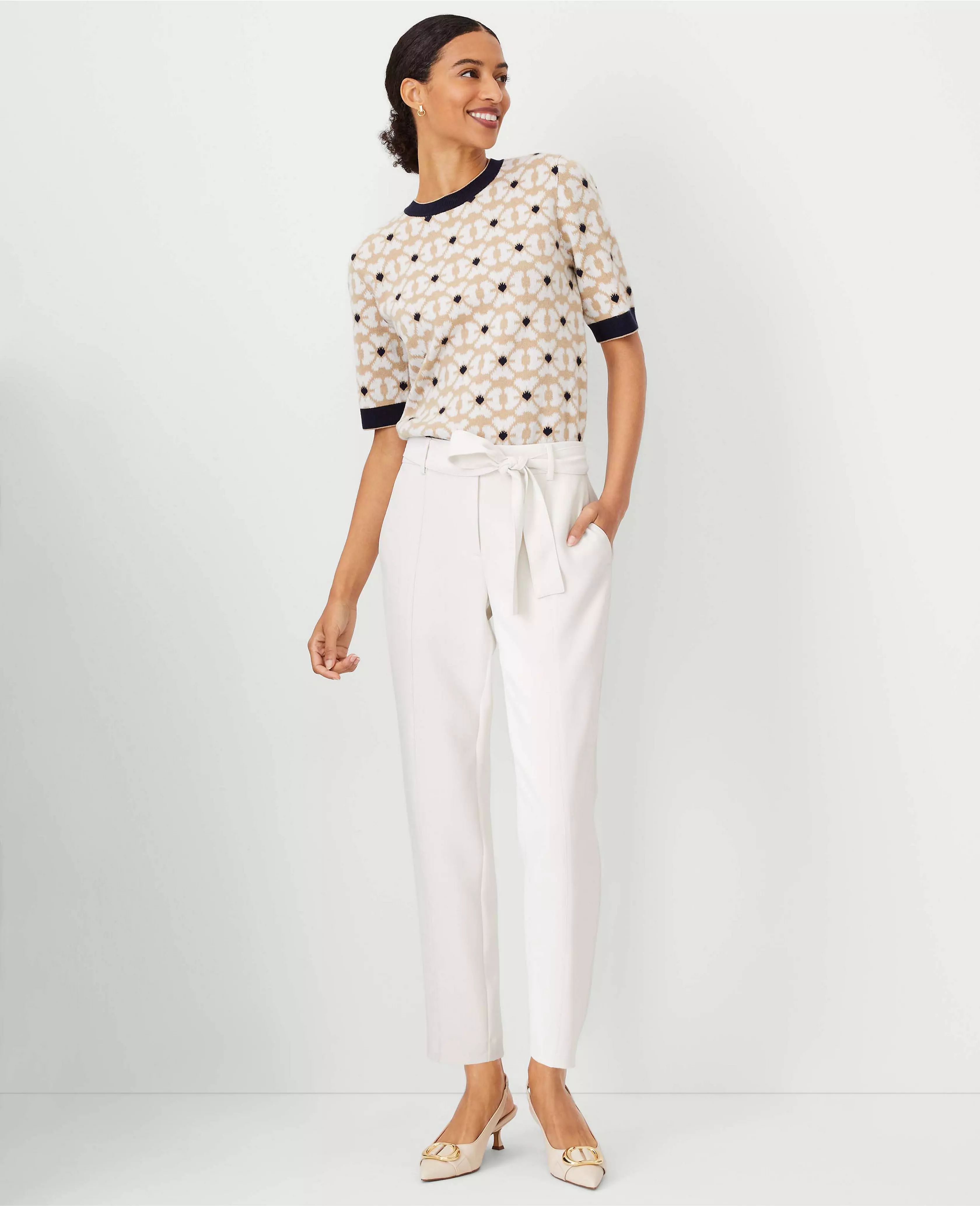 The Petite Tie Waist Ankle Pant in Crepe | Ann Taylor (US)