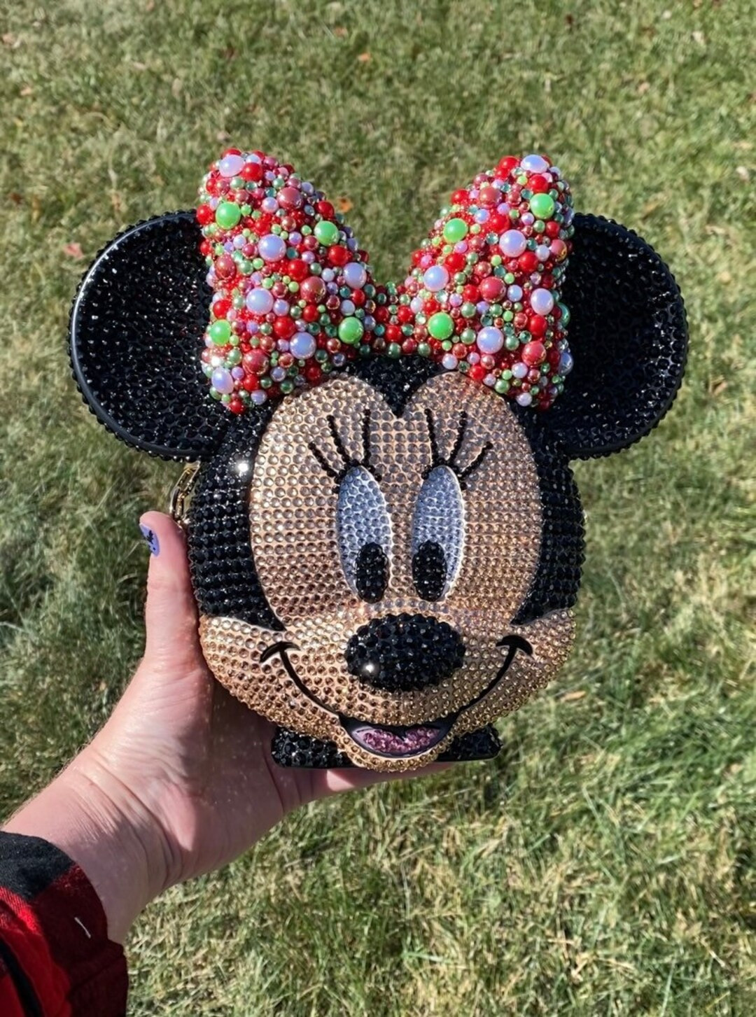 Very Merry Minnie Disney Inspired Minnie Mouse Pearl Bling Crossbody Bucket Bag - Etsy | Etsy (US)