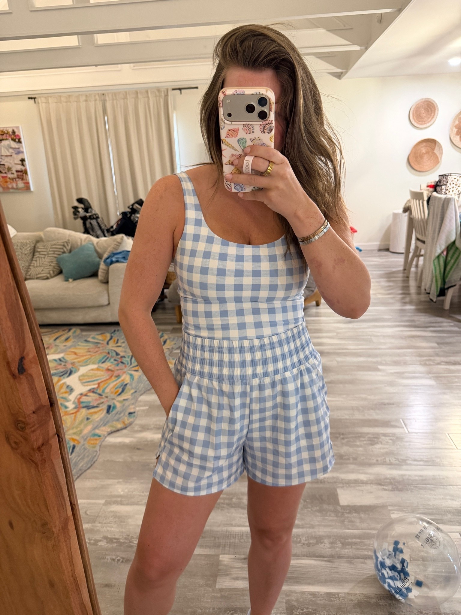 Old Navy workout look today! I love the blue gingham. The shorts are out of stock but I added matching biker shorts 🩵 Comfy and 50% off!

#LTKootd #LTKfitnessgoals #LTKSaleAlert