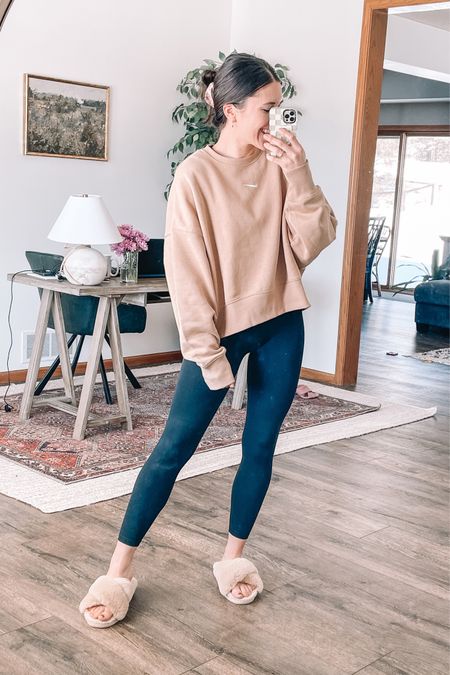 New Nike oversized sweatshirt, small
Aerie leggings, small
Slippers fit tts

Aerie real extr leggings
Neutral outfit 
Loungewear
Travel outfit 
Work from home
Amazon finds 


#LTKstyletip #LTKFind #LTKunder100