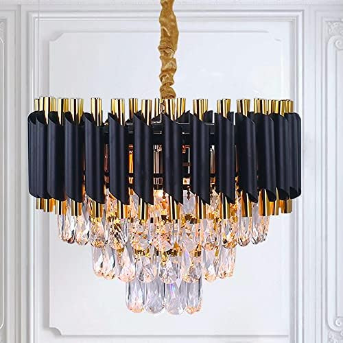 Modern Black Chandelier Crystal Pendant Light Fixture 3 Tiers Raindrop Crystal Chandeliers Flush ... | Amazon (US)