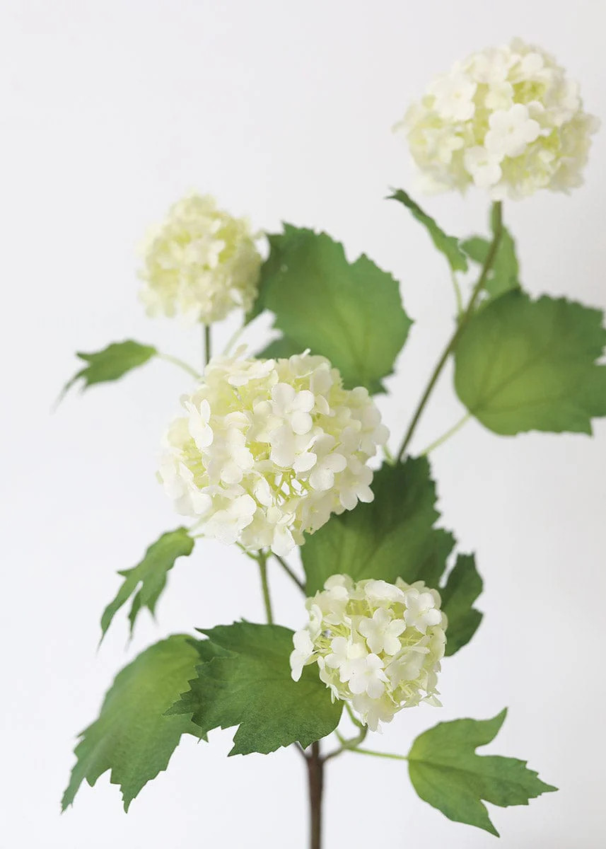 Cream White Artificial Snowball Flowers - 24" | Afloral