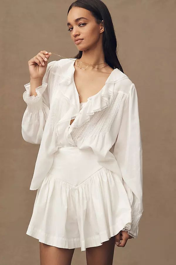 By Anthropologie Long-Sleeve Babydoll Blouse | Anthropologie (US)